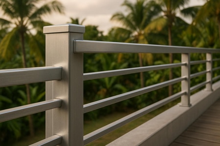 Garde-corps aluminium contemporain pour terrasse en Martinique, sécurité optimale