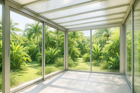 Véranda aluminium design en Martinique, lumière naturelle et résistance