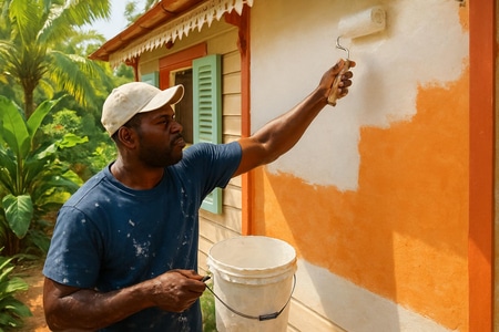 Peintre en bâtiment en Martinique réalisant des travaux de peinture intérieure et extérieure