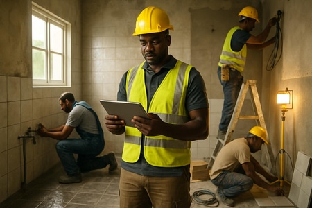 coordination chantier salle de bain Martinique plomberie carrelage electricite