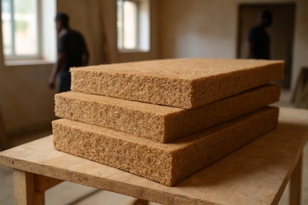 Panneaux d’isolation intérieure biosourcés en Martinique à base de bagasse, pose sur ossature métallique