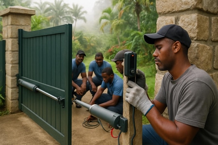 pose automatisme portail battant en Martinique avec photocellules de securite
