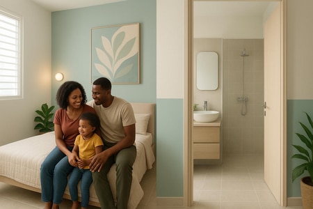 Peinture décorative en Martinique pour chambre et salle de bain avec finitions durables et faciles à entretenir