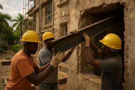 restructuration batiment martinique ouverture de mur porteur et renfort IPN
