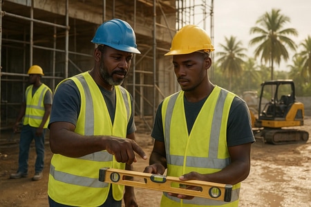 Apprentissage bâtiment Martinique sur chantier immeuble collectif sécurisé taille medium