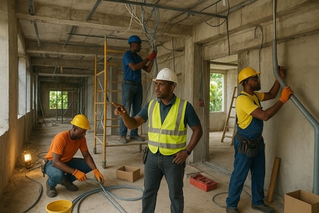 Chantier rénovation locaux professionnels en Martinique multi-corps détat taille medium