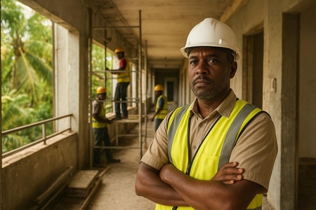 Chef de chantier en Martinique supervisant travaux dans bâtiment collectif