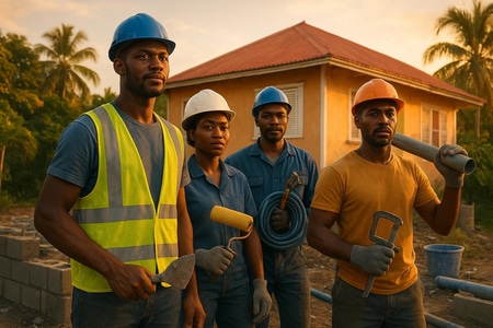 Équipe multi corps d’état ALGERBAT pour travaux après sinistre en Martinique