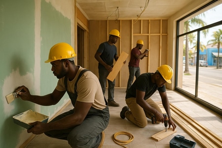 Rénovation de locaux professionnels en Martinique avec coordination multi corps d état