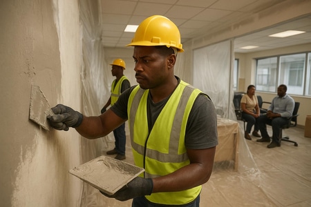 Travaux de maçonnerie en Martinique dans des locaux professionnels occupés