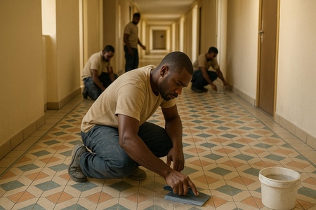 Artisan carreleur Martinique rénovation de carrelage dans les parties communes d immeuble collectif