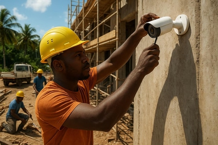 Pose de vidéosurveillance en Martinique sur site occupé par entreprise generale du batiment taille medium