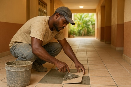 Carreleur professionnel Martinique pose carrelage bâtiments collectifs et parties communes