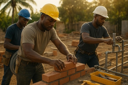 Equipe multi corps d état maçonnerie électricité plomberie en Martinique chez ALGERBAT taille medium