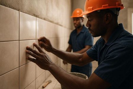 Rénovation de faïence dans des locaux professionnels en Martinique par entreprise générale