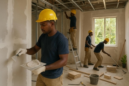 Rénovation de locaux professionnels en Martinique par entreprise générale du bâtiment taille medium