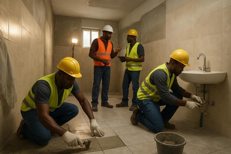 Rénovation de salle de bain collective en Martinique par entreprise multi corps d état