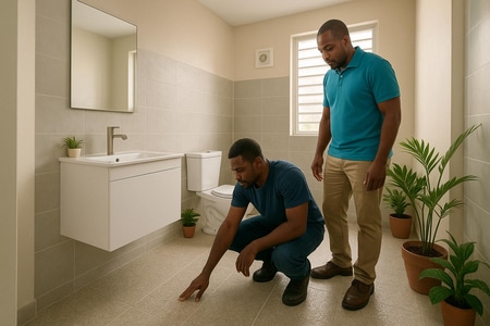 Rénovation salle d’eau Martinique dans un bâtiment collectif avec revêtements antidérapants de qualité