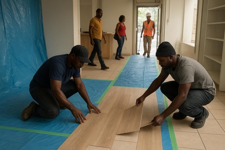 Rénovation sols locaux professionnels Martinique en site occupé