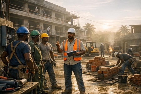 Chantier multi corps détat en Martinique coordonné par un conseiller travaux taille medium