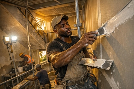 Joint placo Martinique pose de plaques de plâtre et traitement des joints en immeuble collectif