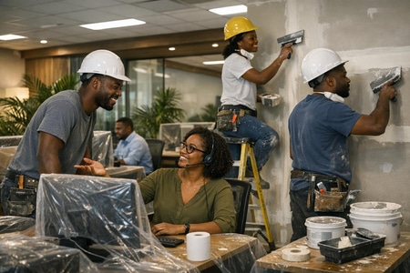 Joint placo Martinique rénovation de locaux professionnels occupés