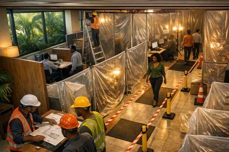 Organisation de chantier dans des locaux professionnels occupés en Martinique