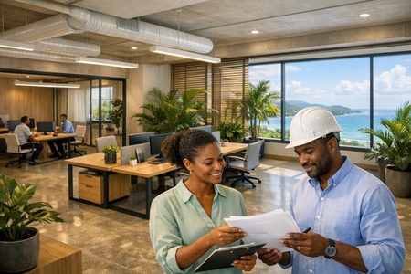 Remise en état de locaux professionnels en Martinique pour PME et bureaux