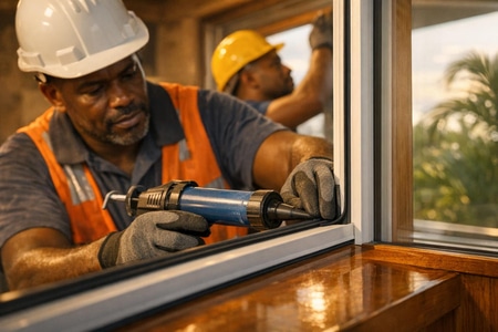 Rénovation et pose de fenêtres dans des locaux professionnels en Martinique