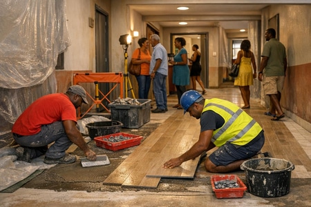 revetement sol martinique renovation de locaux professionnels et parties communes en site occupe