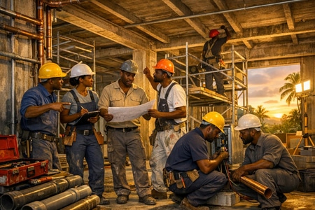 ALGERBAT rénovation plomberie Martinique multi corps d état pour bâtiments professionnels