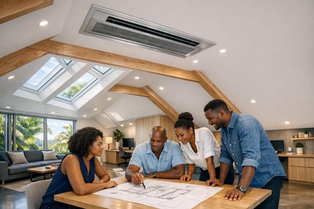 Aménagement grenier Martinique dans bâtiment collectif climatisé de manière professionnelle