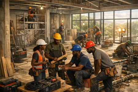 Chantier multi corps d état en Martinique dans des locaux professionnels