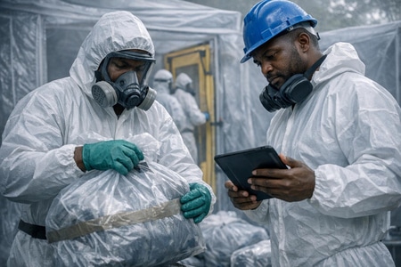 diagnostic bâtiment martinique et gestion amiante ss4 en sécurité sur chantier taille medium