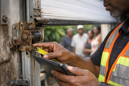 Diagnostic technique pour remplacement de porte de garage en Martinique sur site occupé