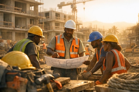 Frais main d’œuvre bâtiment Martinique organisation de chantier en bâtiment collectif taille medium