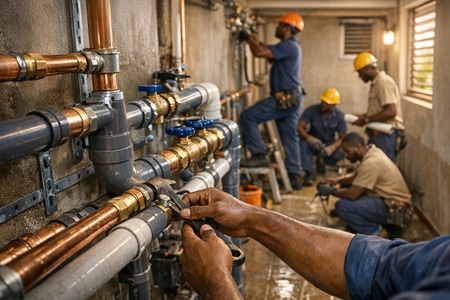 Rénovation plomberie Martinique dans bâtiments collectifs avec réseaux modernisés