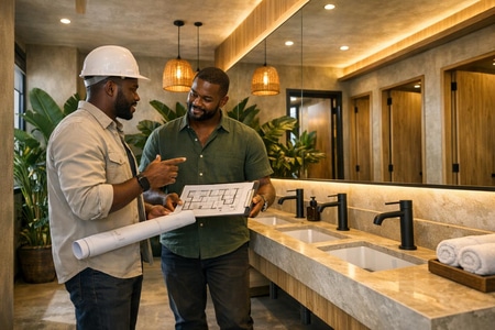 Aménagement et création de sanitaires pour bureaux en Martinique