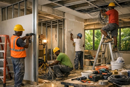 Chantier de renovation de locaux professionnels en Martinique par Algerbat taille medium