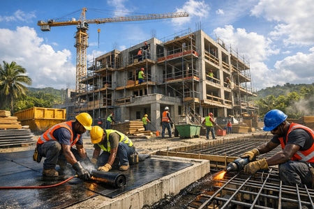 Chantier multi corps d’état bâtiment collectif en Martinique conforme à la réglementation