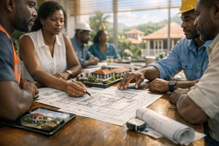 Planification de remise à neuf de locaux professionnels en Martinique avec coordination multi-corps d’état taille medium
