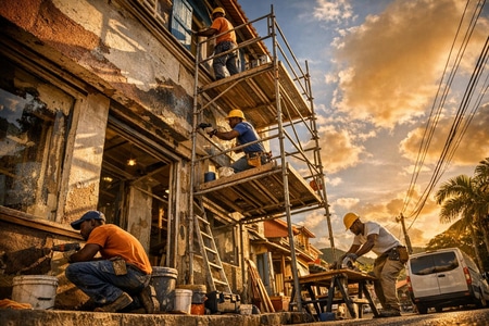Chantier entretien locaux professionnels Martinique multi corps d état Algerbat