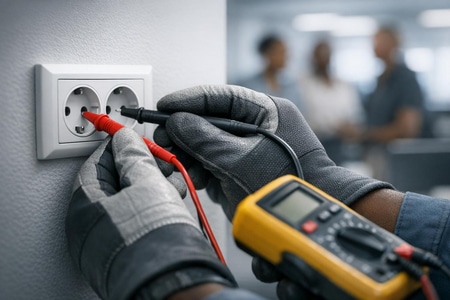 Contrôle qualité installation prise électrique Martinique dans locaux tertiaires