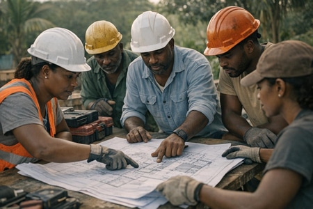 Organisation de chantier en Martinique avec emploi temps partiel bâtiment et équipe multi-corps d’état