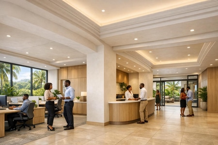 Rénovation de bureaux et parties communes en plâtrerie en Martinique