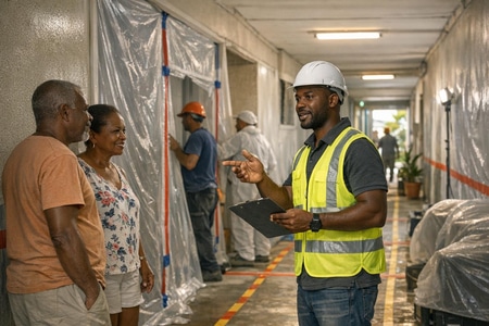 Organisation de chantier pour rénovation appartement Martinique en bâtiment collectif occupé