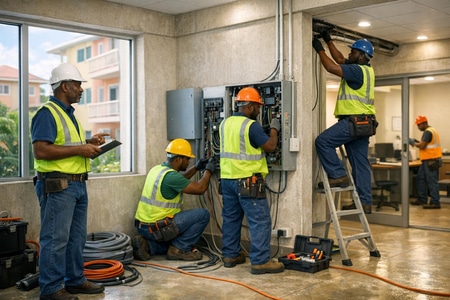 Rénovation électrique Martinique dans bâtiments collectifs et locaux professionnels taille medium