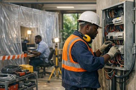 Travaux de rénovation électrique en Martinique avec continuité d’activité dans locaux professionnels taille medium