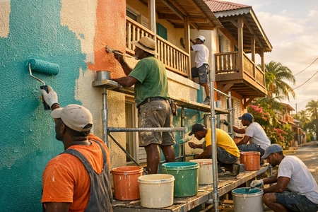 Repeindre maison Martinique façade immeuble collectif durable peinture professionnelle taille medium