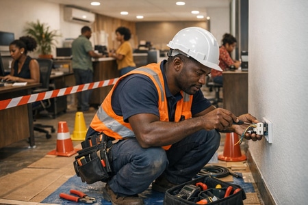 Travaux installation prise électrique Martinique en locaux professionnels occupés